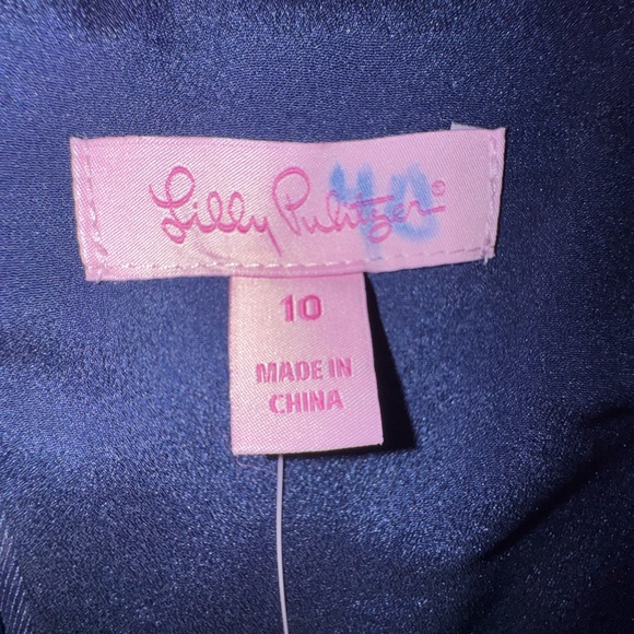 Lilly Pulitzer Vena True Navy Pique Halter Embroidered Shift Dress Size 10 NWT - Picture 12 of 16